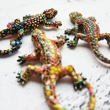 3D spanske Dominikanske Republik Turisme Erindringsmønter Mosaik Firben Gecko Køleskab Magneter, Køleskab Mærkat til Hjemmet Indretning