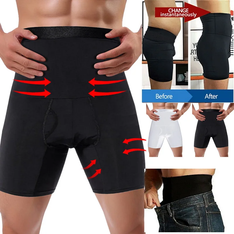 Mænd tummy control shorts med høj talje slankende underbukser organ shaperen problemfri mave bæltet boxer trusser maven kontrol bukser - \ www.jl-energy.dk