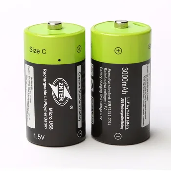 4STK Hot salg ZNTER 1,5 V 3000mAh genopladeligt batteri C størrelse USB-lithium-polymer-batteri med micro USB opladning kabel