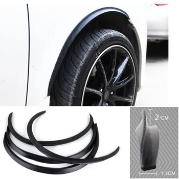 4stk universal bil lastbil carbon fiber gummi hjul øjenbryn lip protector mærkat trim fender flare anti-scratch