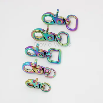 5-20 stykker 5 størrelsen 8mm 10mm 17mm 20mm 26mm Rainbow metal udløse magtfulde drejelig snap clips clips hundehalsbånd pet stropper af metal
