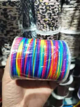 5mm 20meters / Spool regnbuens farver Elastisk lycra snor Syet rundt lycra ledningen Lycra strip For DIY Smykker Mærkning