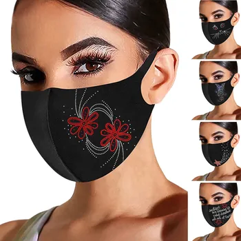 5PC Mode Rhinestones Glitter ansigtsmasker Voksen Udendørs Anti-støv Munden Maske Skinnende Bor Vaskbar Is Silke mascarillas masque