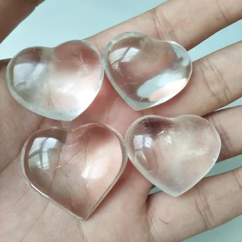 5pcs/masse naturlige gennemsigtig kvarts krystal hjerte smykker, krystal behandling sten engros falsk en kompensere ti
