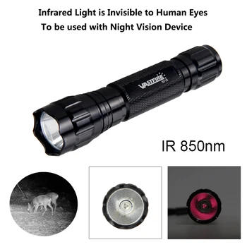 5W 850nm Infrarød Stråling IR Night Vision Taktisk LED Jagt Lommelygte-Våben Pistol Light Lanterne+18650 Batteri+USB-Oplader
