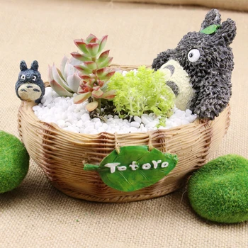 7-Style Tegnefilm Søde Totoro Flower Pot Bondegård Indretning Harpiks Kreative Håndværk Plantageejere Hjemmekontoret Have Sukkulent Plante Potten