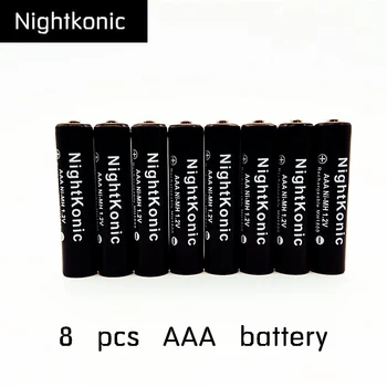 8 STK/MASSE 1,2 V NIMH AAA-Batteri NI-MH Genopladeligt Batteri, SORT Original NightKonic
