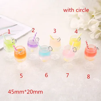 8 Stk /Masse 45mm*20mm Gradient Farver 3D harpiks Juice Glas Cocktail Glas drink Cup Diy Charms Smykker Tilbehør