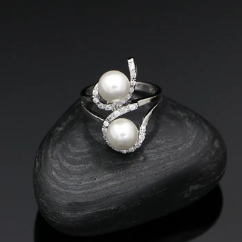 925 Sterling Sølv Brude Smykker Sæt Til Kvinder Pearl Cubic Zirconia Øreringe Halskæde Ring Perle Armbånd