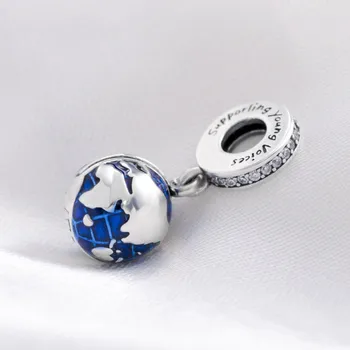 925 sterling sølv DIY perle.Vores Blå Planet Dingle Charm2020 charme armbånd smykker