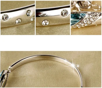 925 Sterling Sølv Kvindelige Armbånd Elegante Blå Krystal Armbånd Til Kvinder Smykker 2020 Ny