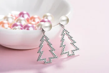 925 sterling sølv mode juletræ perle smykker damer'stud øreringe kvinder gave, no fade piger studerende