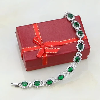 925 Sterling Sølv Smykker, Armbånd Til Kvinder Naturlige Grønne Cubic Zirkonia Til Armbånd Julegaver