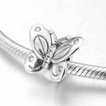 925 Sølv Udsøgt Dancing butterfly Form Spacer Prop DIY Tilbehør Perler Passer Oprindelige Europæiske Charme Armbånd Smykker