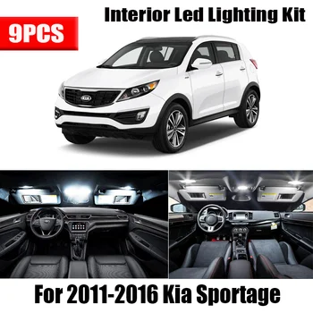 9pcs Hvid LED-Lampe T10 W5W Bil Pærer Interior Package Kit Kort Dome Kuffert handskerum Lys Passer til 2011-2016 Kia Sportage
