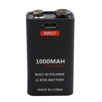 9V USB-1000mAh Lithium Batteri Genopladeligt batteri til Multimeter Mikrofon Toy Fjernbetjening Mikro-USB-Batterier