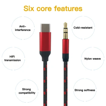 !ACCEZZ DAC-USB Type C Aux Kabel med 3,5 mm Jack Bil AUX Audio Adapter USB-C Kabel Til Samsung S8 S9 S10 Google Plxel 2 3 ADC Wire