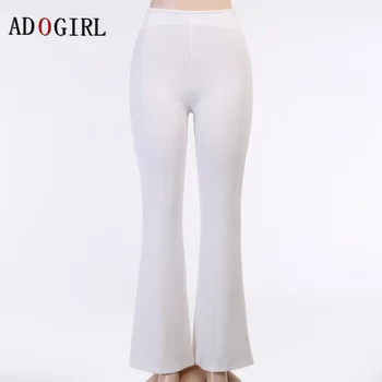 Adogirl Hvid Flare Pants Sexede Kvinder Hule Blød Stretch Bell-Bund Bukser Fashion Streetwear Elegante Slanke Bukser