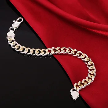 Aimarry 925 Sterling Sølv, Med 8 Tommer Rejer Clasp Gold Side Chain Armbånd Til Kvinder, Mænd Charme Part Gaver Bryllup Mode Smykker