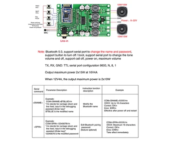 AIYIMA 2x15W Bluetooth-Audio-Forstærker yrelsen Trådløse Bluetooth-5.0 Amplificador AUX Understøtter Serielle Kommandoen Ændre Navn Password