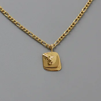 Amaiyllis 18k Guld Menneskelige Abstrakte Relief Face Kravebenet Halskæde Overdrivelse Figaro Kæde Krave Statement Halskæde Smykker
