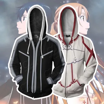 Anime Sværdet Kunst Online Hoodie Cosplay 3D Printet Yuuki Asuna Hætteklædte Hættetrøje med Lynlås Jakke, Hættetrøje