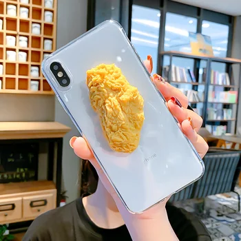 Aoweziic Tide brand stegt kylling gennemsigtig for iPhone X XS ANTAL Xr telefon shell 3D kylling vinger kyllingelår 6s 7plus 8 bløde