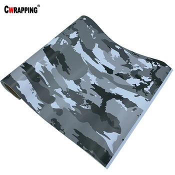 Arctic Black Camo Vinyl Film Camouflage Bil Wrap Film For Bil Styling Konsol Computer, Laptop Cover Scooter, Motorcykel Decal