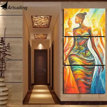 ArtSailing HD Trykt 3 Stykke Lærred Maleri Abstrakte Afrikanske Kvinder Billedet Modulære Print på Lærred Til For at Stue Indretning