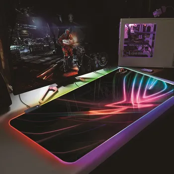 ASUSS Gaming musemåtte RGB USB-LED-Lys Udvidet Oplyste Tastatur, Non-slip Tæppe Mat 25x35cm 40x90cm