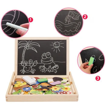 Barn Dyr Træ Puslespil, Multifunktionelt Magnetisk Puslespil Maleri yrelsen Legetøj Baby 3D Puslespil Toy Børn Tangram Pædagogiske Gave