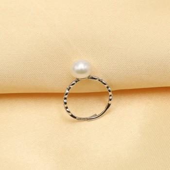 BaroqueOnly Ægte Ferskvands Perle Ring Ring for kvinder, Mode 925 sterling sølv smykker