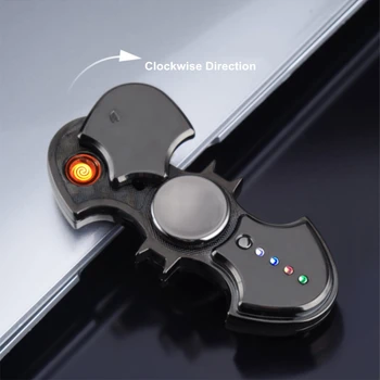 Batman Pille Spinner USB-Elektronisk Lighter 3 Sorter LED-Lys Cigarettænder Og Hånd Spinner Toy Plasma-Bue Lettere