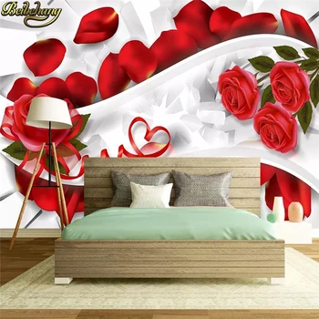 Beibehang 3d rød rose wall paper Store vægmaleri tapet TV baggrund stue, soveværelse maleri problemfri papel de 3D-parede