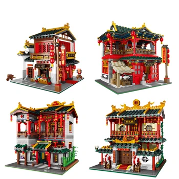 Berømte Chinatown byggesten gamle Arkitektur model samle pædagogisk legetøj gaver til børn