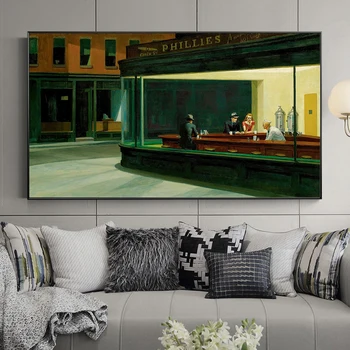 Berømte maleri af Edward Hopper Nighthawks Lærred maleri Plakater og Prints Væg Kunst til stuen Hjem Indretning (Ingen Ramme)