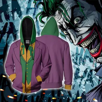 BIANYILONG 2018 nye Mænd Hooded Joker 3D Printet Hættetrøjer Træningsdragt lynlås hættetrøje hætteklædte hip hop toppe Fragt butik