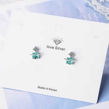 BIJOX STORY mode 925 sterling sølv øreringe med runde emerald stud øreringe til kvinder wedding anniversary party gave