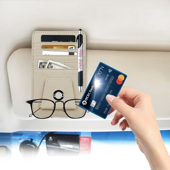 Bilen solskærm Kort Sag Logo Emblem Solbriller Holder Klip Kreditkort Bøjle Auto Parasol opbevaringspose til BMW 2020