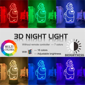 Blandt Os LED-3d-Light Night Lampe-Spil til Soveværelse Indretning Cool Gave Blandt Os, Mini Crewmate Led-Lampe Dropshipping Elementer