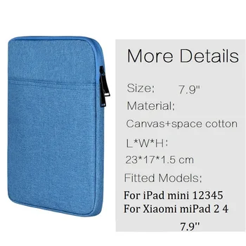 Blød Nylon Sleeve Etui til Apple iPad mini 1 2 3 4 5 2019 Ærmet til Huawei Samsung 7.0 8.0 Xiaomi 2 4 7.9