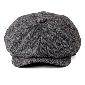 BOTVELA Multi Farve Dot Sildeben Uld Tweed Avisdrenge Cap Mænd Kvinder Hat, med Blød Foring Driver Cap-005