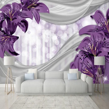 Brugerdefinerede 3D Wall Paper Vægmaleri Lilje Blomst Åben himmel Moderne Soveværelse, Stue med Sofa, TV Baggrund vægmaleri på Væggen Papirer Home Decor