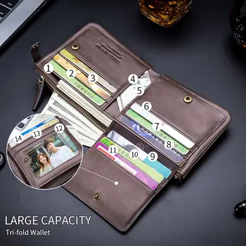 BULLCAPTAIN læder tegnebog mænd lynlås pung mænds tegnebog, pung RFID mini tegnebog og smart design-lynlås spænde wallet