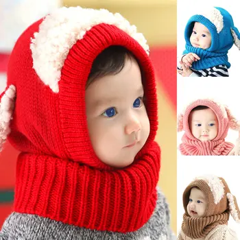 Børn Huer Piger Drenge Børn Hæklet Varm Caps Halstørklæde Sæt Baby Bonnet Beanie spædbarn Cartton Søde Hat Julegaver