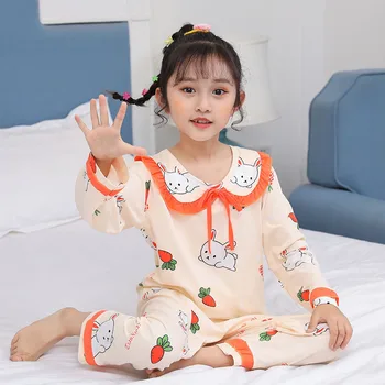 Børn langærmet Nattøj Sæt Baby Pige Pyjamas Sæt til prinsesse Blomster Nattøj Frugter Pijamas Sæt Kids Tøj der Passer