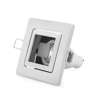 CE-RoHs-Zink Alloy Square Hvid Sølv Justerbare LED Forsænket Loft Lys Ramme MR16 GU10 Pære Downlight Armatur Holder