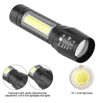 COB LED Lommelygte Zoomable Fakkel Super Lyse Vandtæt Håndholdte Taktiske Lommelygter Lomme Klip Arbejde Lys for Nødhjælp