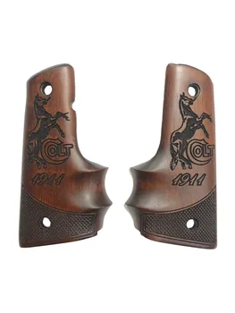 Colt 1911 Finger Snap På Colt Med Logo og Skrive Laser Cut Mørke Træ-Greb