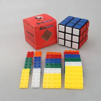 CubeTwist DIY Magic Cube 3x3x3 med Plastik Farve Klistermærker Hjerne Teaser Puslespil Terning Pædagogisk Legetøj